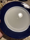 Crate and Barrel Cobalt Blue With Gold Rim Set of 3 Dinner Plates 10 1/4” Clean — photo 5