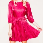 NEW Plus Size 1X Women's SugarLips Fuschia Ruffle Mini 3/4 Sleeve Dress $79