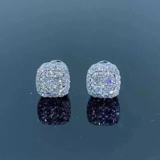 2Ct Round Cut Lab Created Diamond Cluster Stud Earrings 14K White Gold Plated