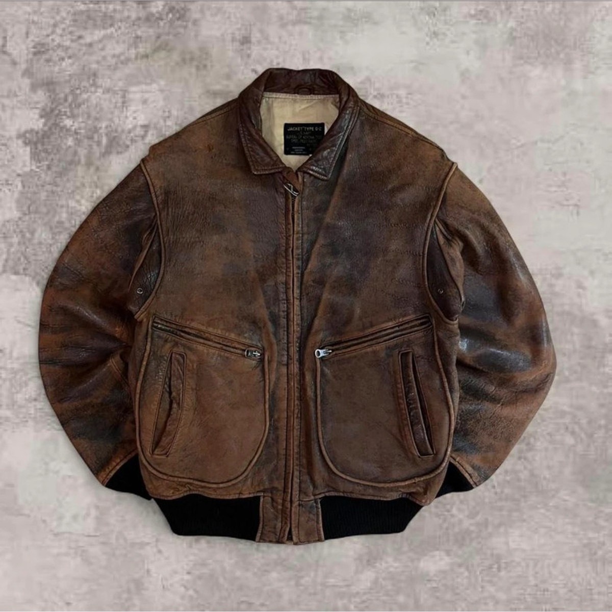 1990s Avirex Vintage Leather Jacket Cracked Faded Distressed