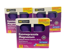 3 - DG Health 20mg Esomeprazole Magnesium Capsule, 28 Count- 84  Total, EXP 1/27