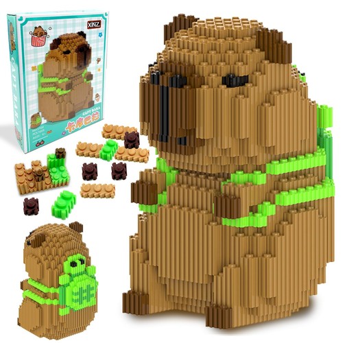 Set De 2 Bloques De Construcción Mini Capybara – Modelos 3D De 659 Y 640 Piezas, PP Resistente, Puzzle Educativo Y Anti-Estrés