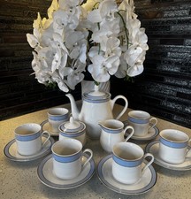 Royal Doulton Regency Gold Tea Set Blue Band Cups Saucers Teapot Set