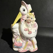 Vintage Rubens Original 570 Stork  Baby Girl Planter Vase Ceramic