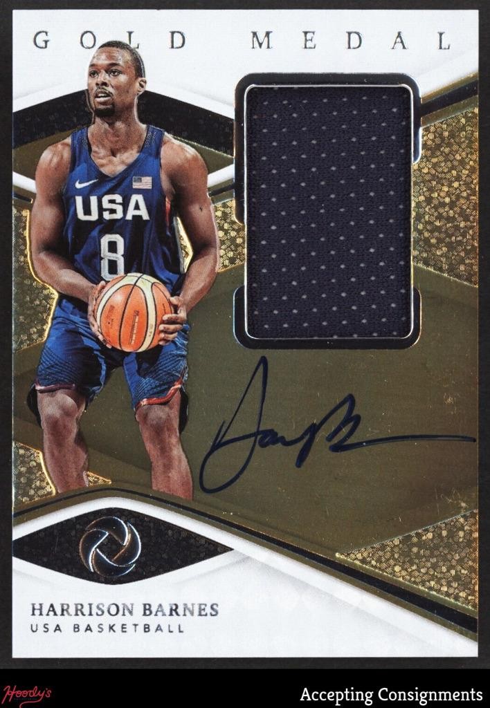 2019-20 Panini Opulence Gold Medal Harrison Barnes GAME USED JERSEY AUTO 73/79 view 1