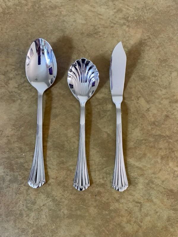 Reed And Barton Estoril Stainless Flatware-Butter Knife, Sugar Spoon, Tablespoon