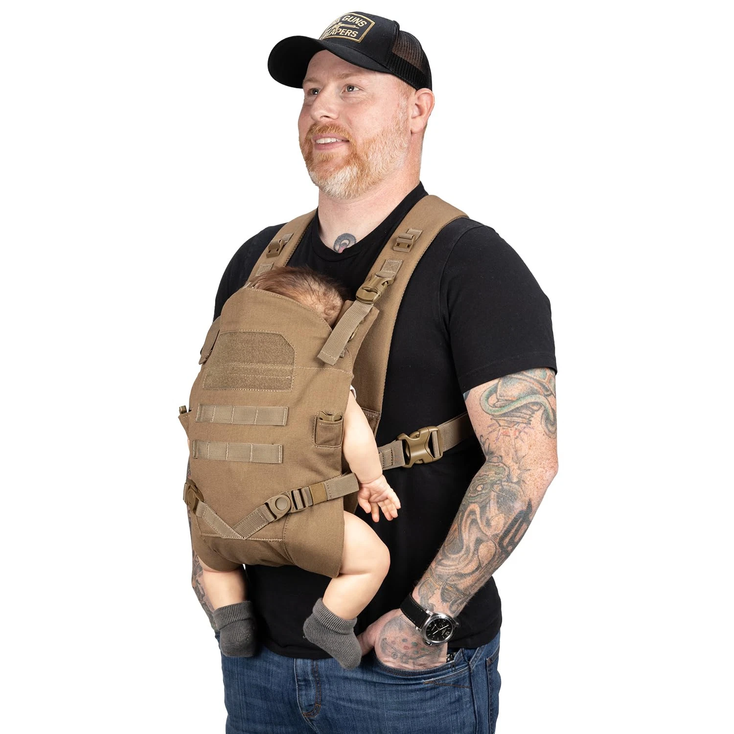 Tactical Baby Carrier for Dads - Comfortable & Ergonomic (Coyote Brown)
