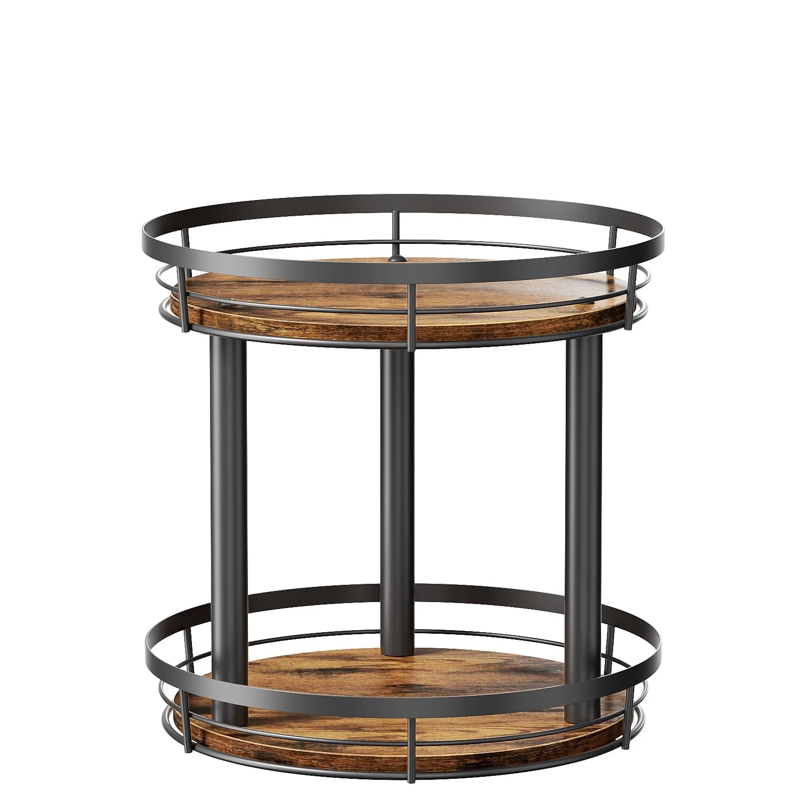 10'' Wood Lazy Susan Spice Rack Organizer, 2 Tier Spice Organization for Cabi...