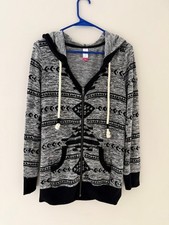 VERY NICE NO BOUNDARIES BLACK  GRAY HOODED HOODIE SWEATER - JUNIOR SIZE M 7-9 