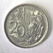 1976 South Africa 20 Cent Cents Coin African Suid Afrika KM#95 VF+ Fouche Nickel
