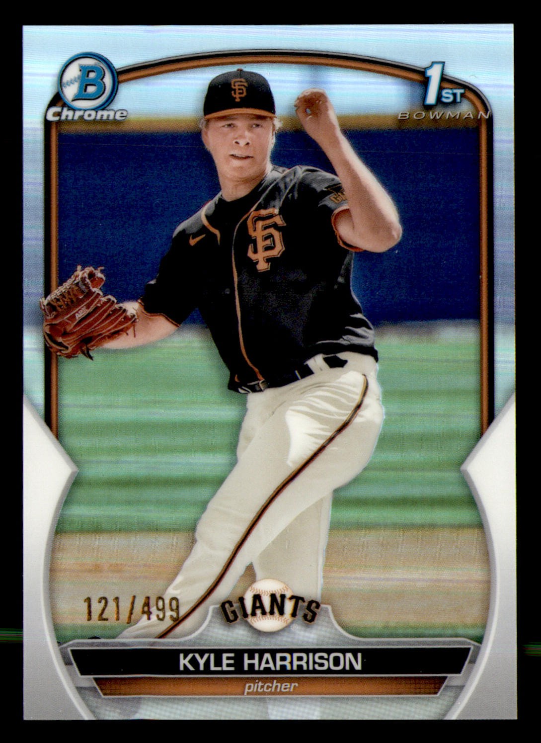 2023 Bowman #BCP-93 Kyle Harrison Chrome Prospects Refractors #/499