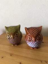 Greenbrier International 4 Inch Ceramic Owls Set of 2 Decor Cottagecore Figurine