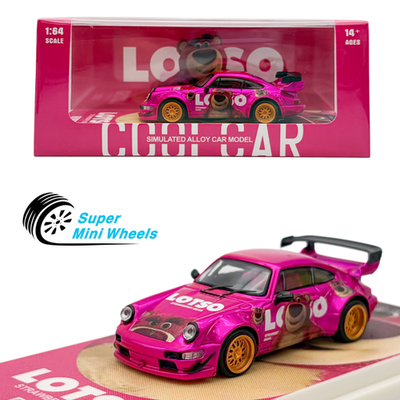 #ad Cool Car 1:64 Porsche 911 Lotso Strawberry Bear Pink Diecast Model $24.99