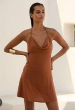 Anthro XL Mini Dress Strappy Brass Detail Resortwear Cocktail Beach Travel