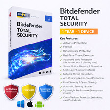 Bitdefender Total Security 2026 1 Year 1 Device Windows,MAC,ANDROID 