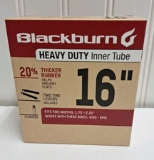 Blackburn 16" Heavy Duty Bicycle Inner Tube 1.75-2.25" w/ 2 Tire Levers NEW