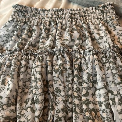 MISA Los Angeles Marion Skirt Floral Size small Tiered Ruffles Smocked Waist