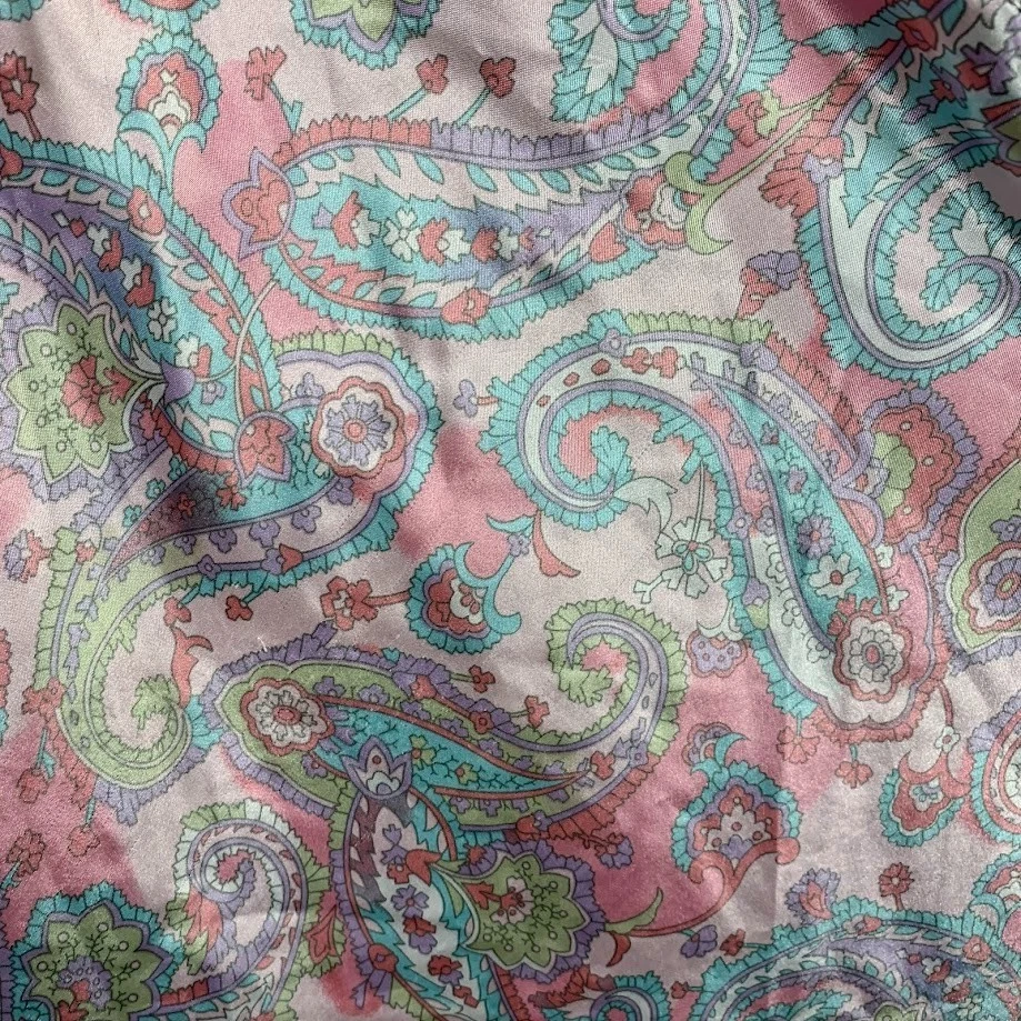 Vintage August Silk Short Sleeve Slip Dress Multicolor Paisley Women's 1X - Image 2 of 4