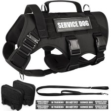 Tactical Dog Harness with Dog Leash, Service Working MOLLE Vest with 10 Pet P...
