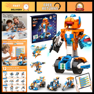 12-in-1 Programmable Robot Building Kit, STEM RC Car Coding Set, Educational Gif