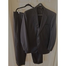 Jos A Bank Signature Gold Charcoal Gray Pinstripe Wool 2 Pc 46L Suit Mens 40W