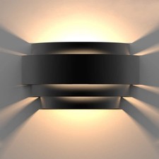 Glighone LED Wall Lights Indoor Up Down Wall Lamp Black Modern Wall Sconce IP20