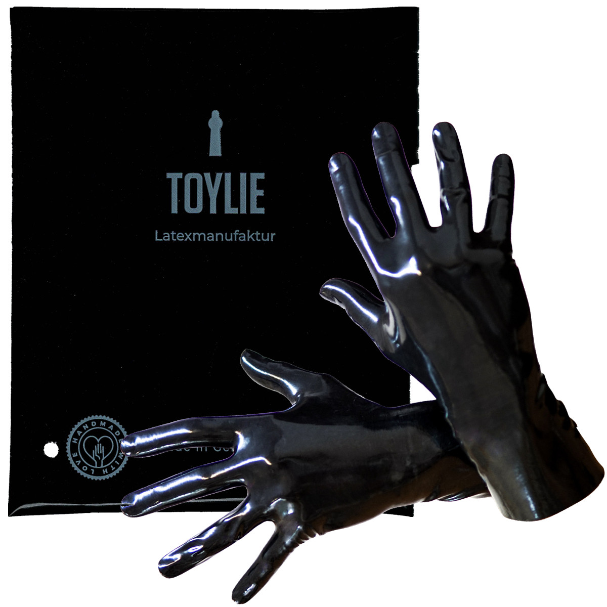 Toylie Latex Handschuhe schwarz nahtlos anatomisch XS, S, M, L, XL, Fetisch BDSM