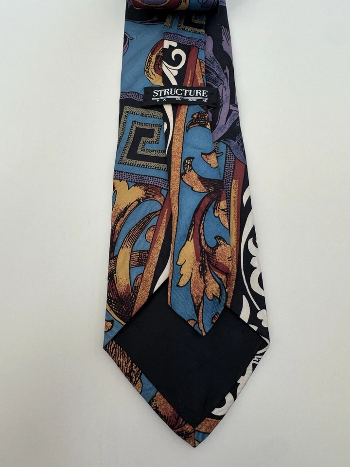 Corbata de ciclismo de seda estructura de colección azul rojo bicicleta ciclista patrón 100 % EE. UU. Foto 3 de 3