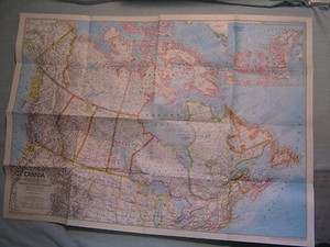 VTG CANADA MAP +ICE AGE MAMMALS OF ALASKAN TUNDRA National Geographic March 1972