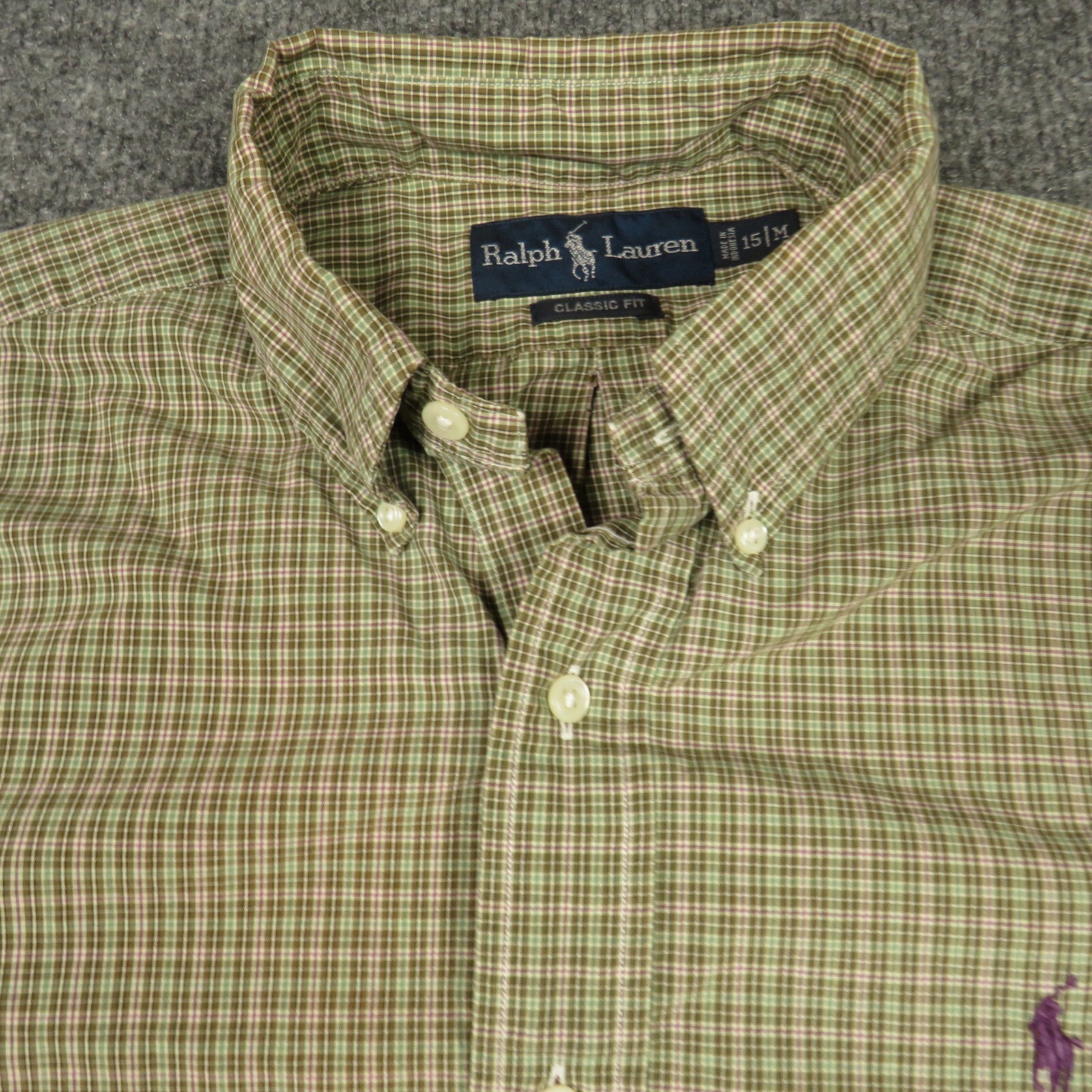 Camicia VINTAGE Ralph Lauren uomo taglia 15 preppy trendy piccolo pony 100% cotone