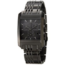 NEW BURBERRY BLACK ION PLATED HERITAGE S/STEEL CHRONOGRAPH WATCH BU1563