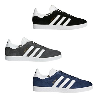 Adidas Gazelle Herren Sneaker Schwarz, Grau & Navy (UK 7-11) Brandneu im Karton