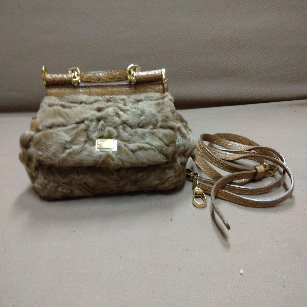 DOLCE & GABBANA Fur Mini Crossbody Bag Brown Used eBay