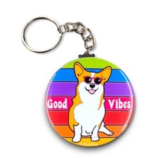 Welsh Corgi Rainbow Keychain Handmade Retro Pet Portrait Art Gift Accessory
