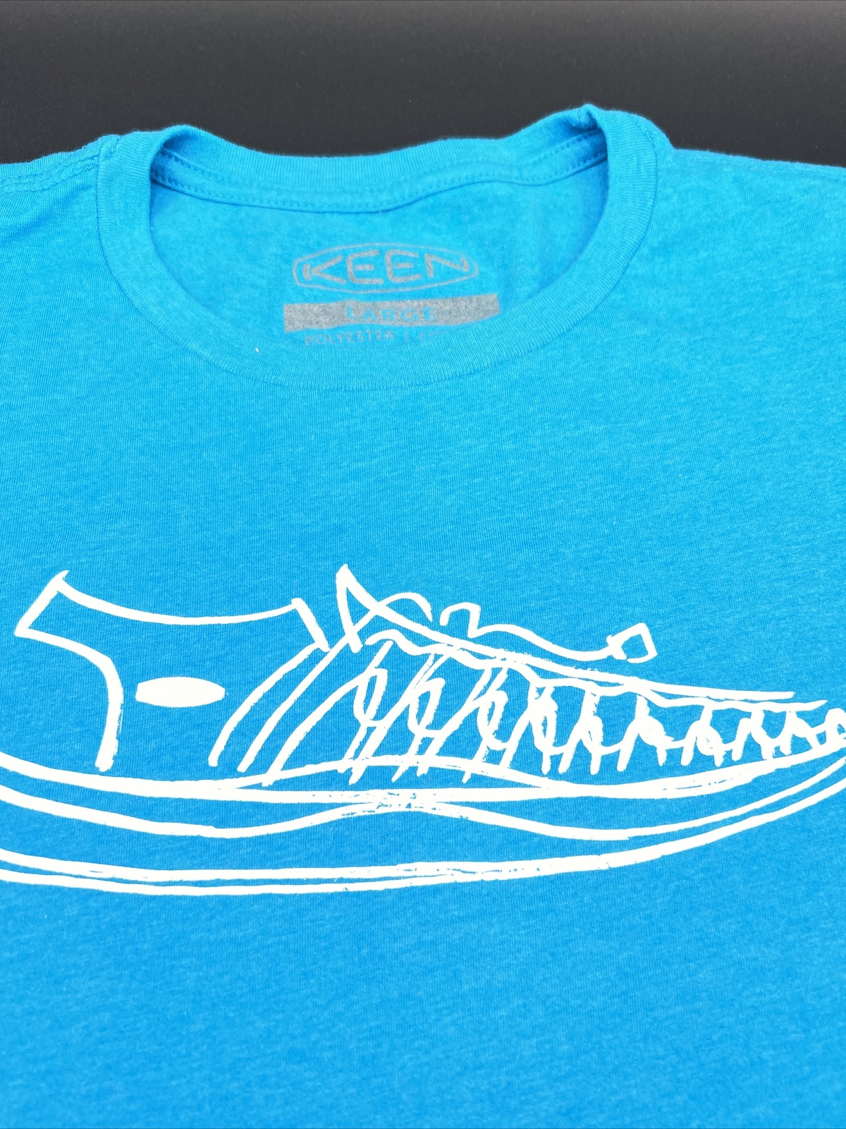 Keen Shoes T Shirt Donna Grafica Bianco Teal Taglia Large. Ha piccole macchie