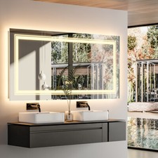 Rectangular LED Illuminated Bathroom Mirror Anti Mist Touch Sensor Light Backlit