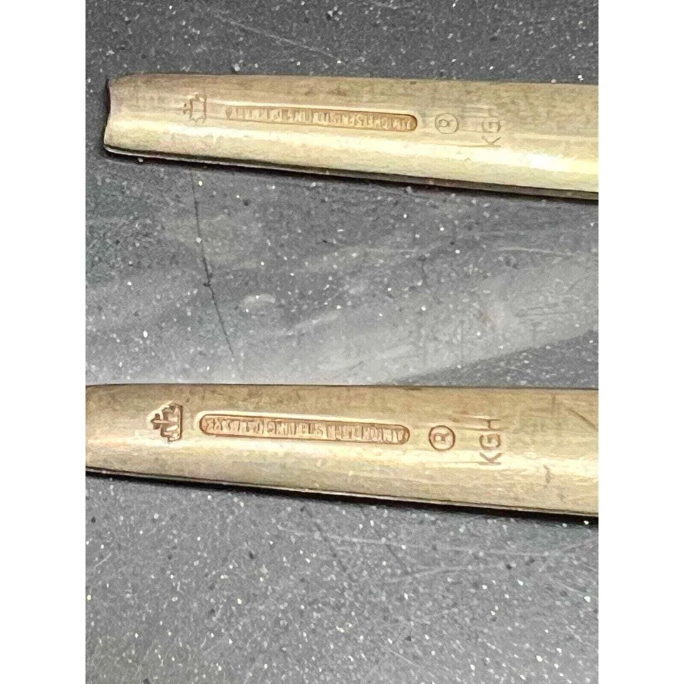 Juego de cucharas tenedor de plata esterlina A. Michelsen 2 piezas 1958 Jul Vermeil Navidad Foto 4 de 4