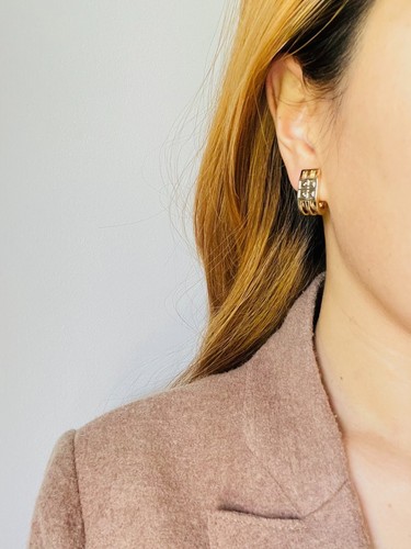Givenchy Vintage 4G Logo Monogram Rectangle Openwork Hoop Dome Clip, Earrings - Picture 4 of 11