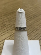 Tesoro Jewelry Signed Vintage Sterling Silver “Be Still” Ring Band Size 5.5