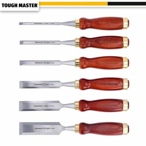 TOUGH MASTER 6pc Professional Chisel Set Splitproof Bevel Edge Ezarc