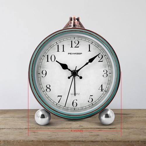 4 Battery Operated Antique Retro Analog Alarm Clock Small Silent Bedside Desk
