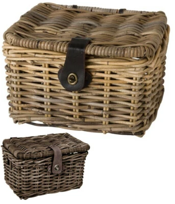 AGU FASTRIDER Fastrider cestino in rattan junior con coperchio cestino in vimini cestino decorativo retrò cestino bicicletta 8 L