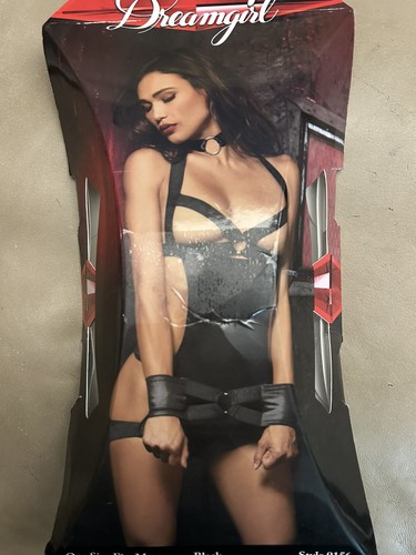 Dreamgirl X-Rated Dress, Thong & Restraints Sexy Wet Faux Leather Lingerie Set - Picture 9 of 10