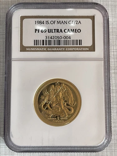 Isle of Man 1984 1/2 Angel 1/2 oz Gold NGC PF69 Ultra Cameo SKU#2455