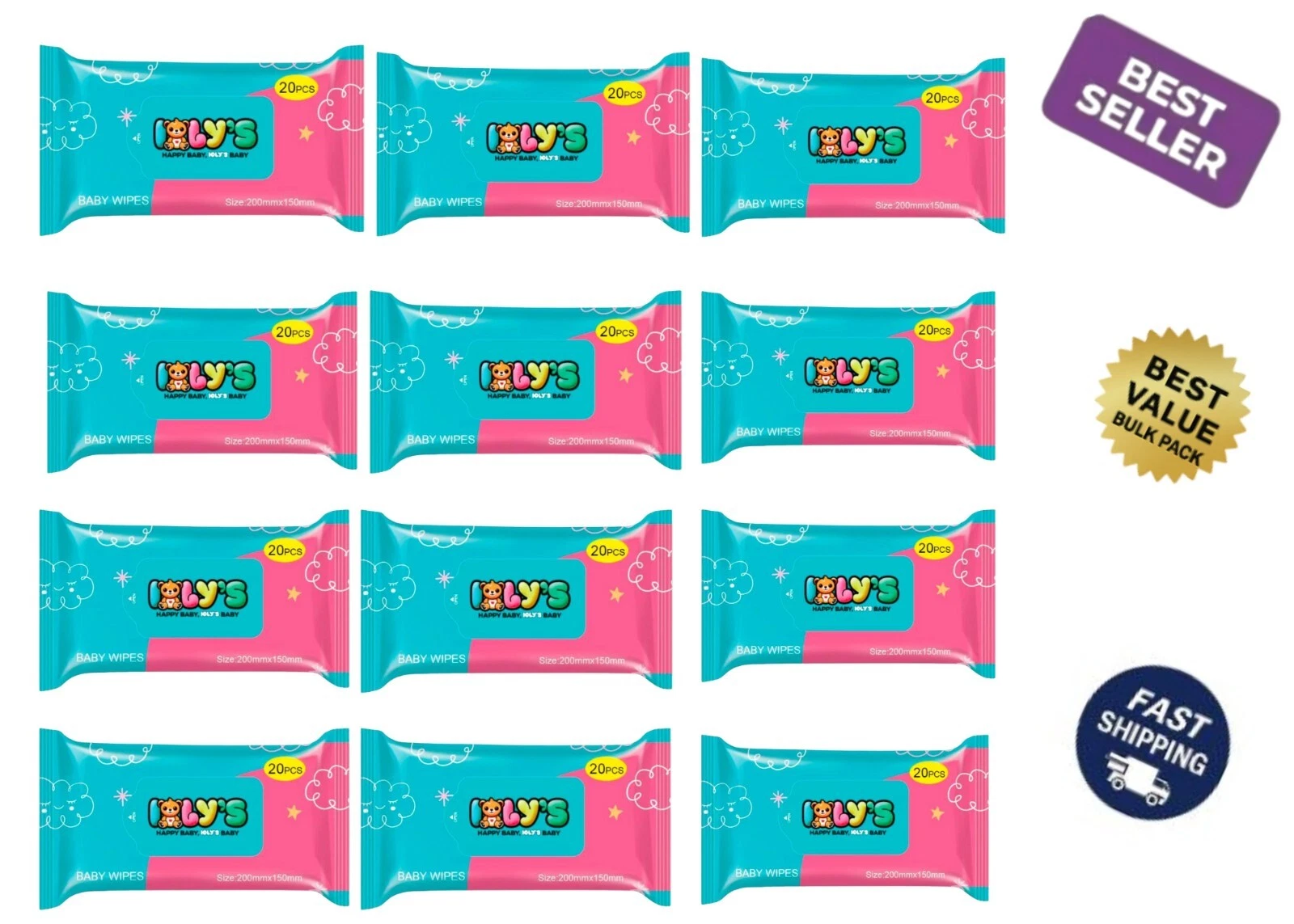 BABY WIPES MEGA BULK (240 Total) 12 Pk x 20 pcs Ultra Soft Alcohol FREE Paraben
Opens in a new windo