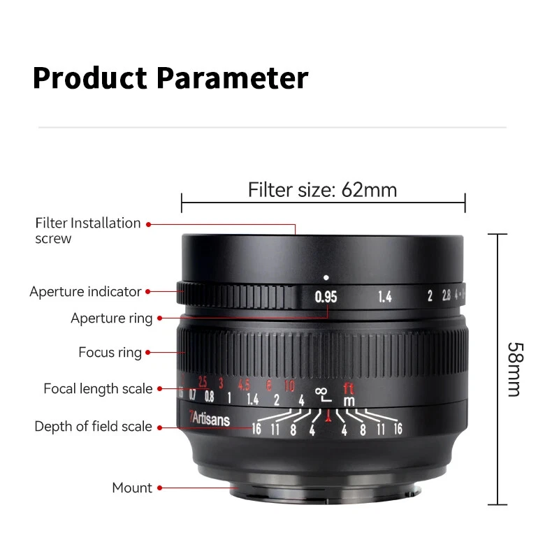 Lente principal de gran apertura 50 mm F0,95 APS-C para montura Canon EF-M RF Sony E Fuji X Foto 4 de 4