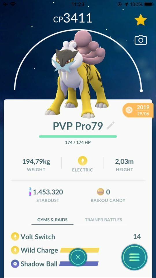 Pokemon Raikou Level 40 - 3 Skills - Trade 20k or 30 days friendship