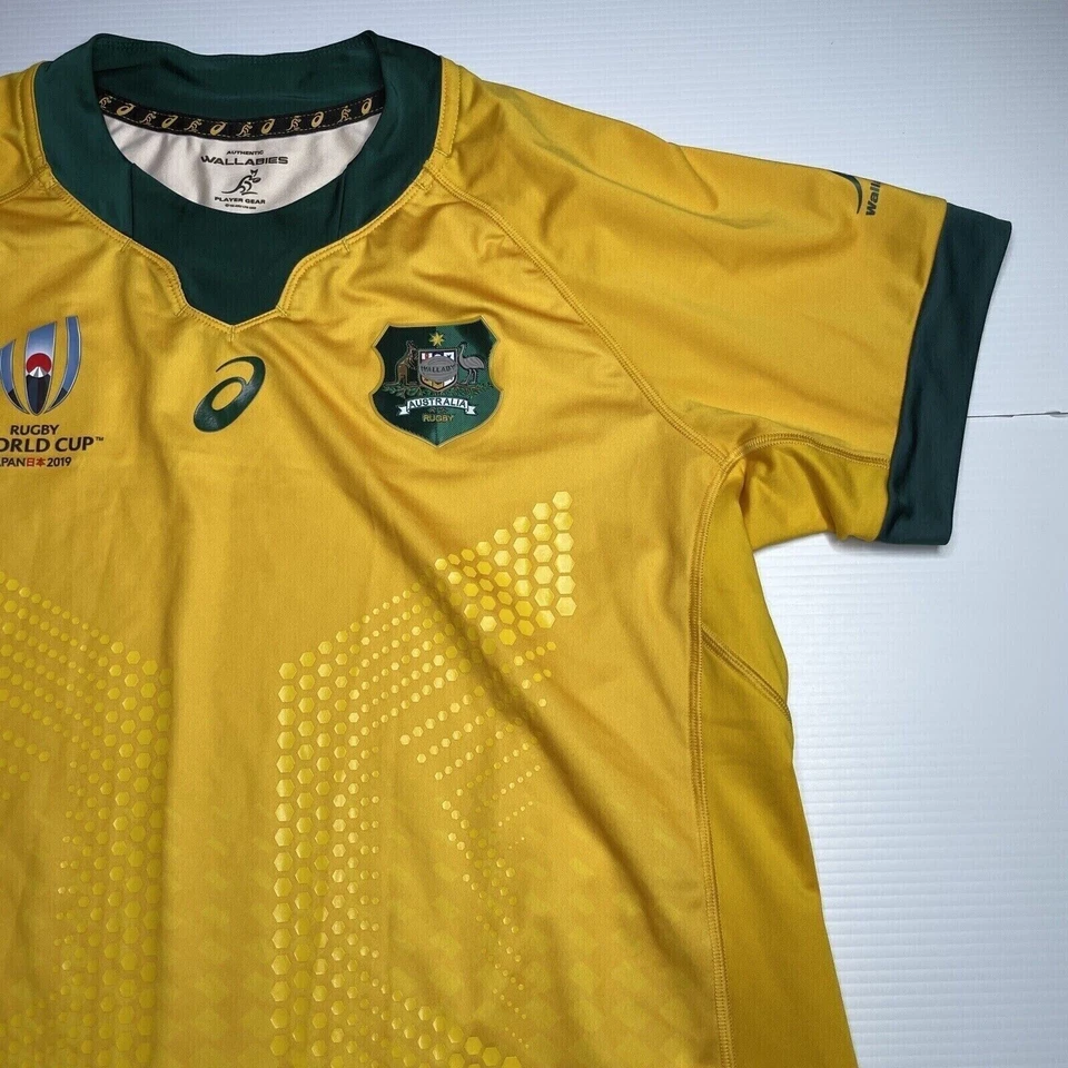 Camiseta deportiva amarilla Asics Wallabies Rugby World Cup Japón 2019 para mujer talla 2XL Foto 4 de 4