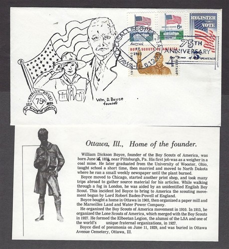1985 US Boy Scouts 75th anniversary Ottawa W D Boyce BSA cancel