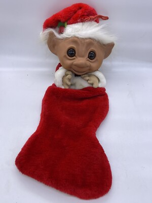 Vintage 31'' Troll Christmas Stocking Large Smithy Retro 90's Santa Hat Doll